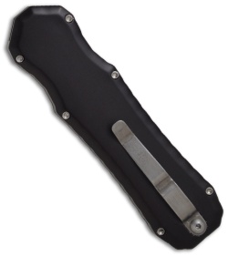 Piranha Black Excalibur OTF Knife Double Action Automatic (3.2" Mirror Serr)