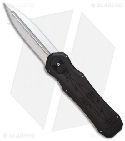 Piranha Excalibur OTF Knife Black Double Action Automatic (3.2" Mirror Plain)