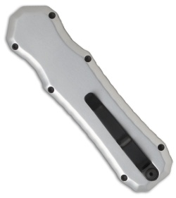 Piranha Excalibur OTF Knife Silver Double Action Automatic (3.2" Black Serr)