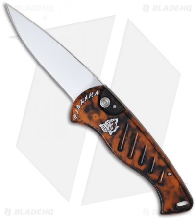 Piranha Fingerling Burnt Orange Automatic Knife (2.5" Mirror Plain)