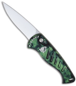 Piranha Fingerling Lime Green Automatic Knife (2.5" Mirror Plain)