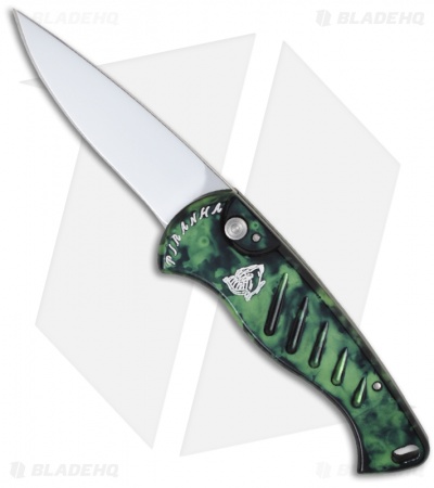 Piranha Fingerling Lime Green Automatic Knife (2.5" Mirror Plain)