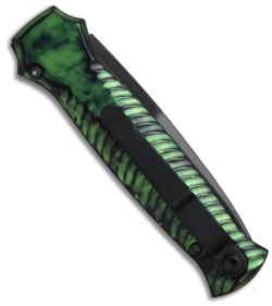 Piranha Mini-Guard Lime Green Tactical Automatic Knife (2.9" Black Plain)