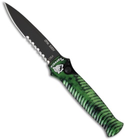 Piranha Mini-Guard Lime Green Tactical Automatic Knife (2.9" Black Serr)
