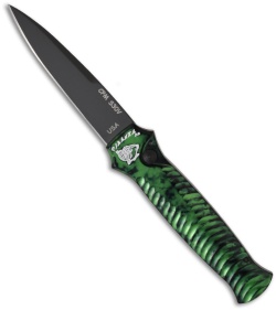 Piranha Mini-Guard Lime Green Tactical Automatic Knife (2.9" Black Plain)