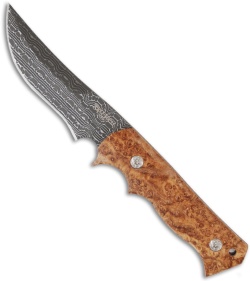 Protech Brend Combat Companion Knife w/ Black Ash Burl (3.8" Damascus) 2500AB