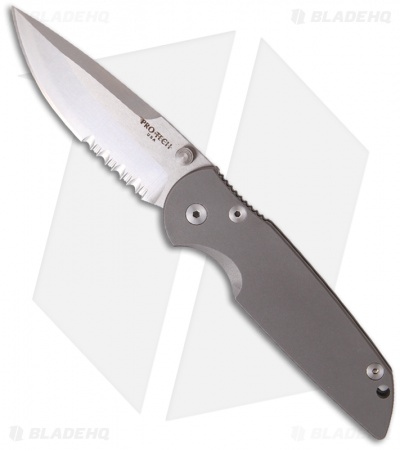 Protech TR-3 Manual Integrity Folder Frame-Lock Knife (3.5" Satin Serr) 7702