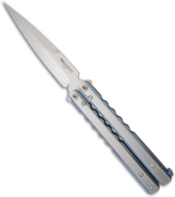 Protech Custom FlyFather Prototype Balisong Butterfly (Silver/Blue Titanium)