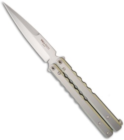 Protech Custom FlyFather Prototype Balisong Butterfly (Silver/Green Titanium)