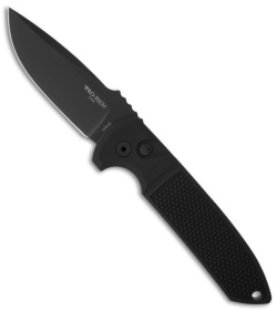 Protech Les George Proto Rockeye Automatic Knife Knurled (3.375" Black Plain)