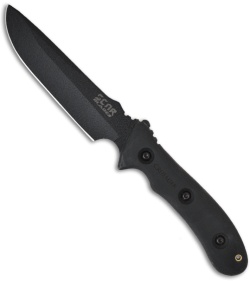 SCAR Blades Crusader Fixed Knife w/ Black Scales (5.38" Black Plain)