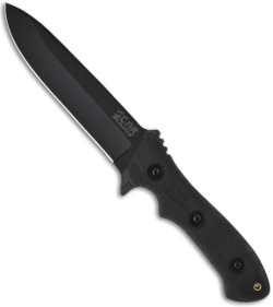 SCAR Blades Strike Fighter Fixed Knife w/ Black Scales (5.5" Black Plain)