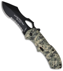 US Army MAGIC Assisted Opening Knife (3.4" Black Serr) ARMY8CS
