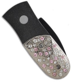 Schrade California Issue Automatic Knife Pink Bling (1.75" Black Plain) SCALB-BP