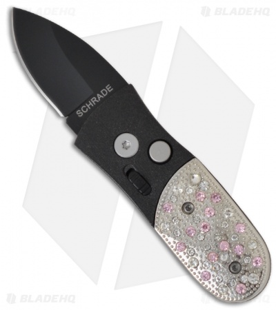 Schrade California Issue Automatic Knife Pink Bling (1.75" Black Plain) SCALB-BP