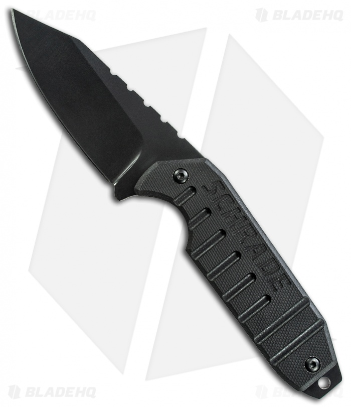 Schrade SCHF16 Neck Knife Reverse Tanto Fixed Blade (3.1" Black Plain