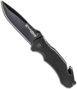 Smith & Wesson Border Guard SWBG5 Drop Point Knife (4.5" Black Plain)