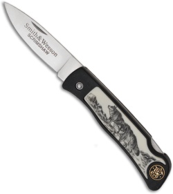 Smith & Wesson SW380N Scrimshaw New Wolf Folding Pocket Knife (2.5" Plain)