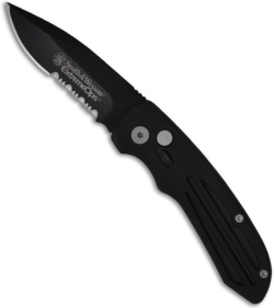 Smith & Wesson Extreme Ops Drop Point Automatic Knife (3.25" Black Serr) SW50BS