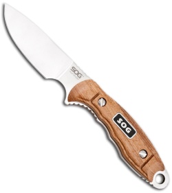 SOG Huntspoint Skinning Knife Wood Fixed Blade (3.6" Satin Plain) HT012L