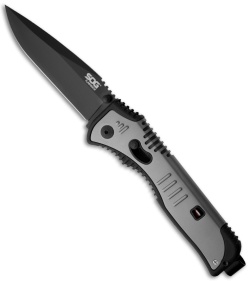 SOG Flashback Spring Assisted Drop Point Knife (3.5" Black Plain) SAT002