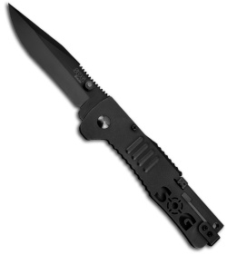 SOG SlimJim Black Assisted Opening Knife (3.18" Black Plain) SJ-32