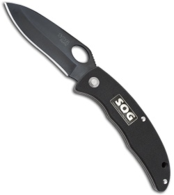 SOG SlipZilla Black Folding Knife (3.2" Black Plain) SP-52