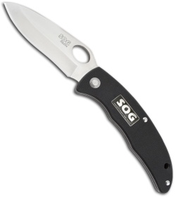 SOG SlipZilla Black Folding Knife (3.2" Satin Plain) SP-51