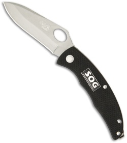 SOG SlipZilla Black Folding Knife (3.2" Black Plain) SP-53