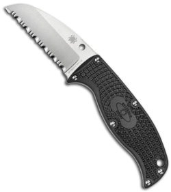 Spyderco Enuff Sheepfoot Fixed Blade Knife (2.75" Satin Serr) FB31SBK