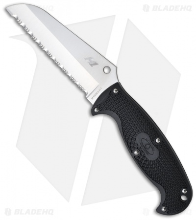 Spyderco JumpMaster Knife (4.5" Satin Serr) FB24SBK Open