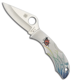 Spyderco Ladybug Tattoo SS Folding Pocket Knife (1.94" Satin Plain) LSSP3T