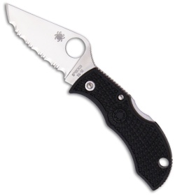 Spyderco ManBug Lightweight Black FRN Pocket Knife (2" Satin Serr) MBKS