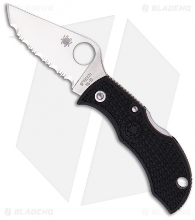 Spyderco ManBug Lightweight Black FRN Pocket Knife (2" Satin Serr) MBKS