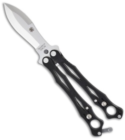 Spyderco SmallFly Butterfly Knife Balisong Flipper Black (3" Satin Plain) B02GP