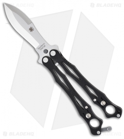 Spyderco SmallFly Butterfly Knife Balisong Flipper Black (3" Satin Plain) B02GP
