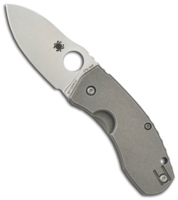 Spyderco Techno Knife Titanium Folder (2.55" Stonewash Plain) C158TIP