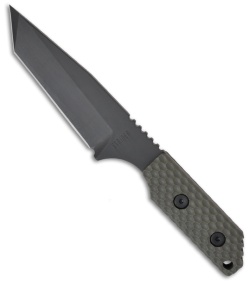 Strider Knives DB-L GG Tanto Fixed Blade Knife w/ Green Gunner Grip (4.1" Black)