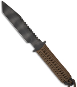 Strider Knives BT Fixed Blade Knife w/ Tan Cord & Serrated Spine (6.25" Tiger)