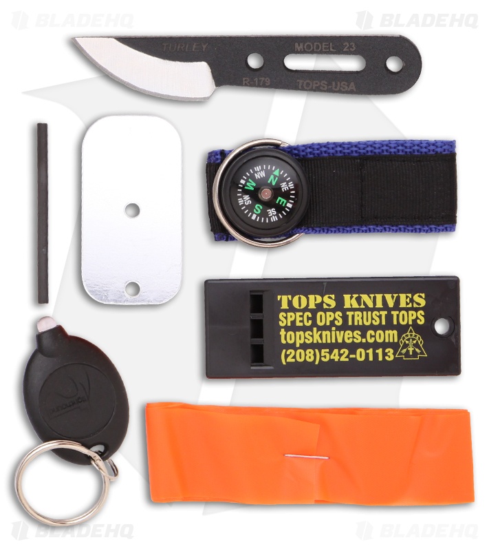 TOPS Knives Turley PSK 23 Fixed Blade Knife & Survival Kit (1.5" Plain