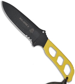 TOPS Knives MIL-SPIE 5 Code Yellow Fixed Blade Knife (5.2" Black Serr) MIL-05
