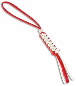 Para-Cord Wilson Tactical Lanyard Red and White w/ Glow in the Dark Bead