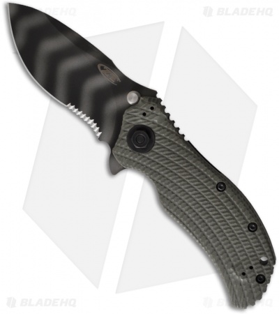 Zero Tolerance 0301ST Strider Onion Knife Green Folder (3.75" Tiger Stripe Serr)