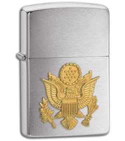 Zippo Lighter Brushed Chrome Army Emblem 280