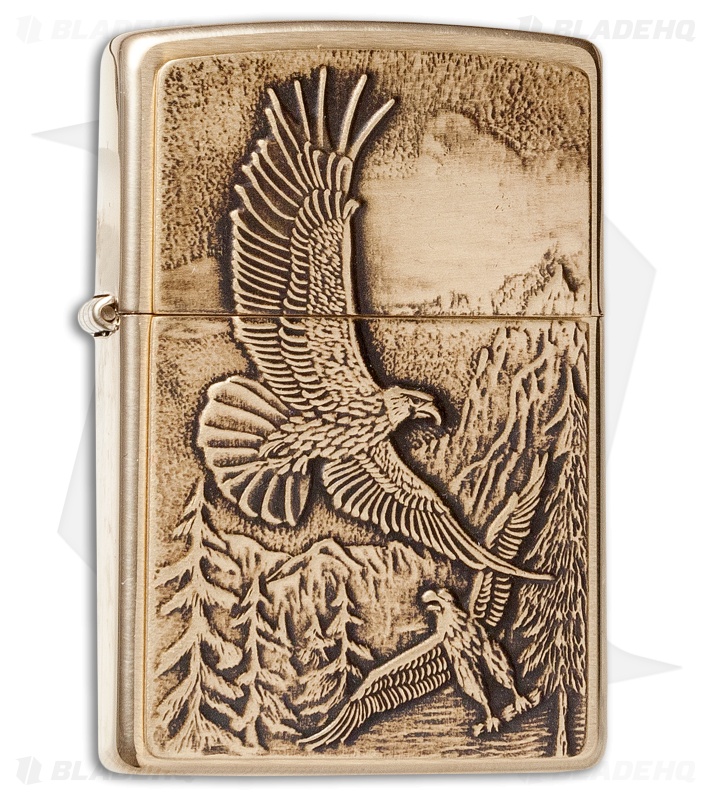 Zippo Classic Lighter Where Eagles Dare (Brushed Brass) 20854 Blade HQ