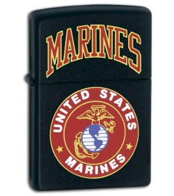 Zippo Lighter Matte Black Marines