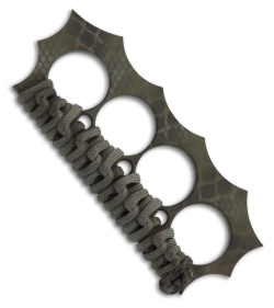 Brous Blades Military D2 Steel 4-Hole Knuckles w/ Dark Gray Paracord