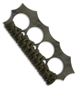 Brous Blades Military D2 Steel 4-Hole Knuckles w/ OD Green Paracord