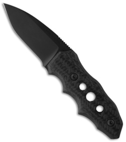 J. Brous Knives Custom Fixed Blade Knife Carbon Fiber (3.375" Black Plain)