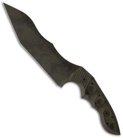 J. Brous Knives Custom JB-119 Fixed Blade Knife Green/Black G-10 (5.75" Plain)